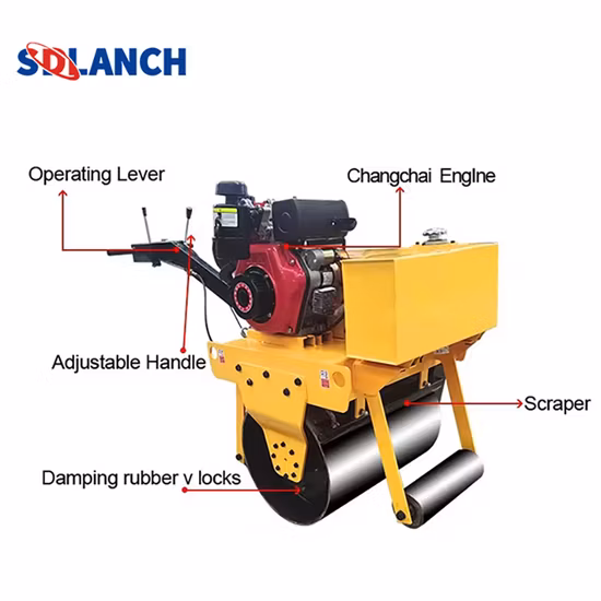 China Mini Diesel Compactor Machine Vibrations-Straßenwalze mit glattem Trommeldurchmesser für Asphalt